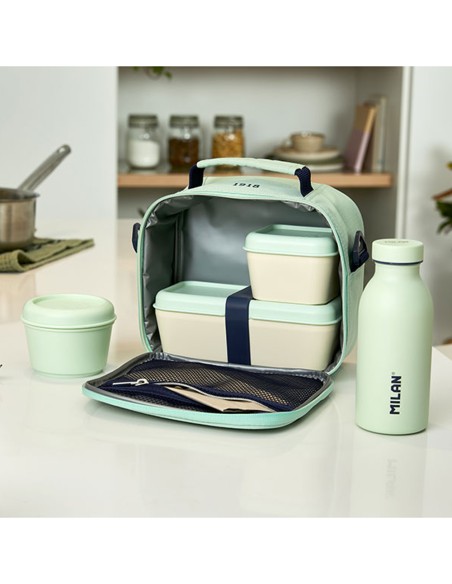 Bolsa isotérmica porta alimentos con 3 recipientes (3,5 l) serie 1918, verde milan