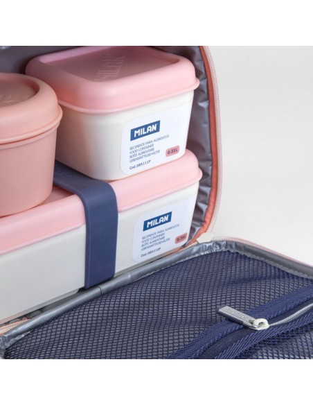 Bolsa isotérmica porta alimentos con 3 recipientes (3,5 l) serie 1918, rosa milan