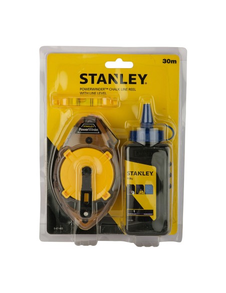 Tiralíneas kit powerwinder 30m + polvo + nivel de cordel 0-47-465 stanley