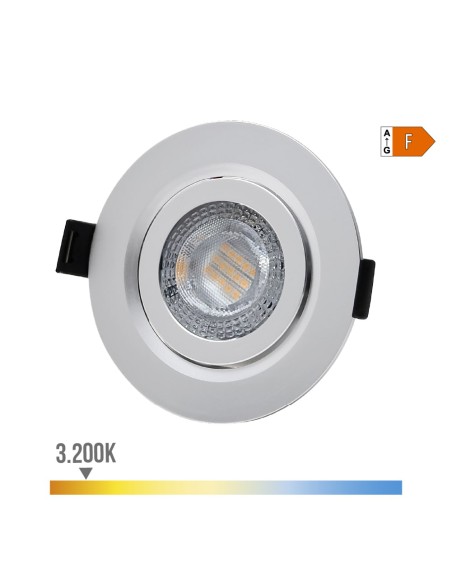 Downlight led empotrar 9 w 806 lm ra80 3200 k redondo color cromo ø9 cm