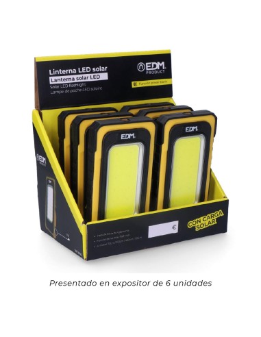 Linterna led solar recargable con gancho e imán...