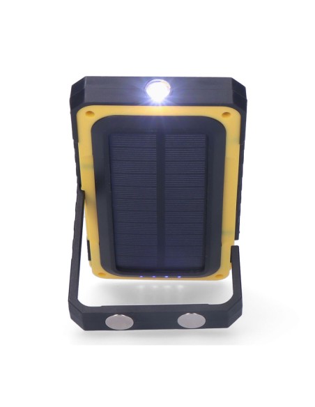 Linterna led solar recargable con gancho e imán cob 10w 750lm