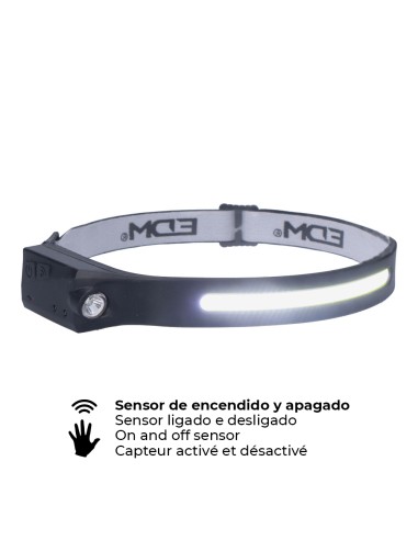 Linterna frontal con sensor recargable