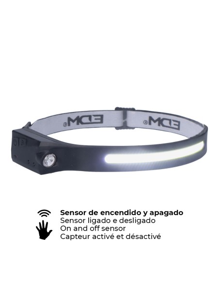 Linterna frontal con sensor recargable