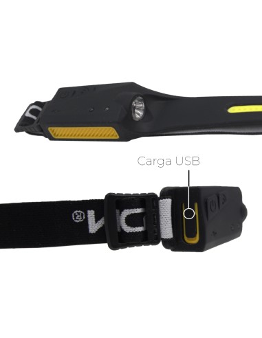 Linterna frontal con sensor recargable