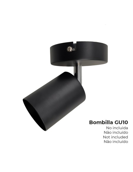 Foco 1 elemento gu10 50 w (bombilla no incluida) color negro ø 9 x 5,6 x 14,2 cm