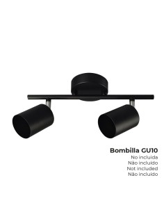 Foco 2 elementos gu10 50 w (bombilla no incluida) color negro 30 x 9 x 17 cm