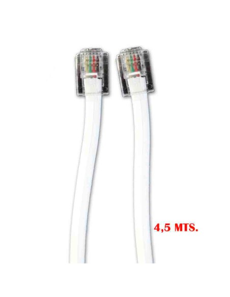 Prolongación telefónica 4,5m 4 vias macho-macho