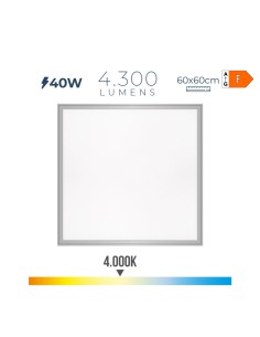 Panel led 40 w 4000 k 4300 lm luz dia 59,5 x 59,5 x 3,5 cm