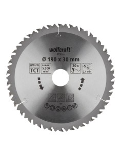 Disco de sierra circular ct, 30 dientes ø190mm 6736000 wolfcraft