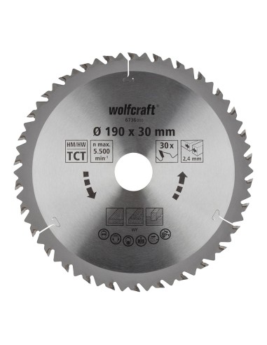 Disco de sierra circular ct, 30 dientes ø190mm 6736000 wolfcraft