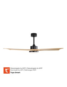 Ventilador de techo modelo báltico con 3 aspas de madera ø132cm luz led 3000/4000/6000k, 3cct, potencia: 20 w, color negro 2