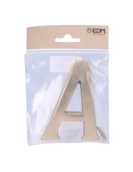 Letra a latón pulido 10cm fijación invisible edm