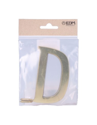 Letra d latón pulido 10cm fijación invisible edm