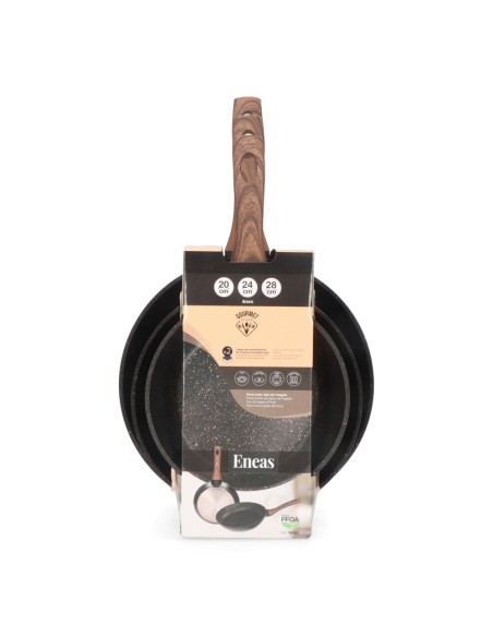 Set 3 sartenes antiadherentes "serie eneas" ø20 / ø24 / ø28 cm