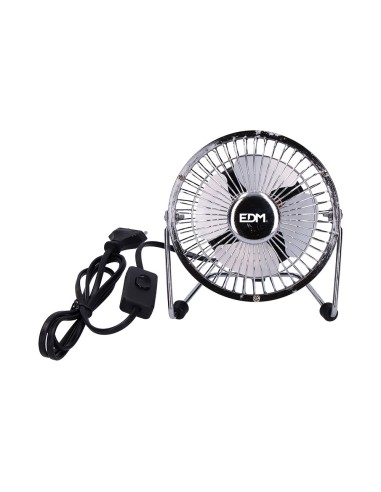 Mini ventilador industrial, de sobremesa. color cromado. potencia: 15w aspas: ø10x15cm