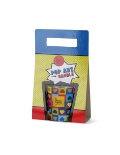 Vela en vaso pop art ø7,5x8,4cm corazones magic lights 2