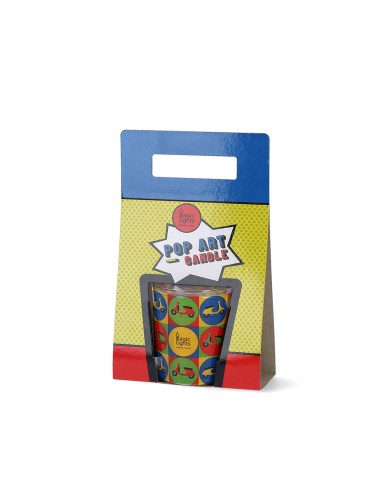 Vela en vaso pop art ø7,5x8,4cm motos magic lights