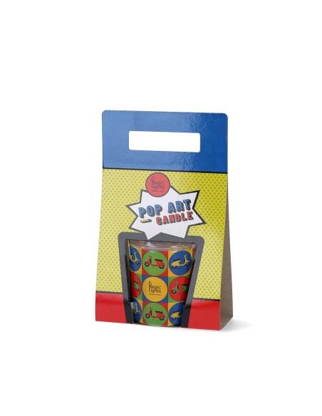 Vela en vaso pop art ø7,5x8,4cm motos magic lights
