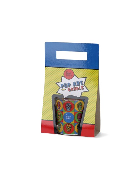 Vela en vaso pop art ø7,5x8,4cm skull magic lights