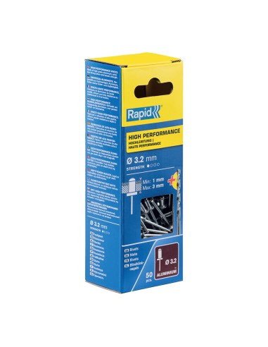 Blister 50 remaches ø3.2x6mm. alu+broca 5001528...