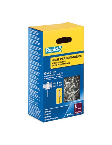 Caja 500 remaches ø4x10mm - alto rendimiento 5001433 rapid