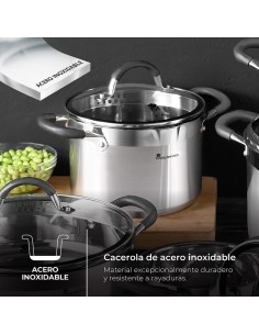 Olla 5 l de acero inoxidable con tapa foodies ø24 x 12 cm 2