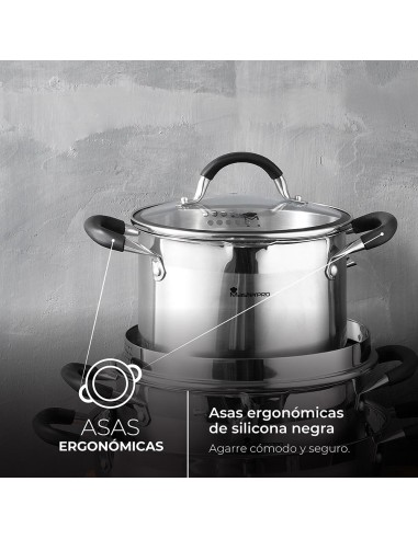 Olla 5 l de acero inoxidable con tapa foodies...