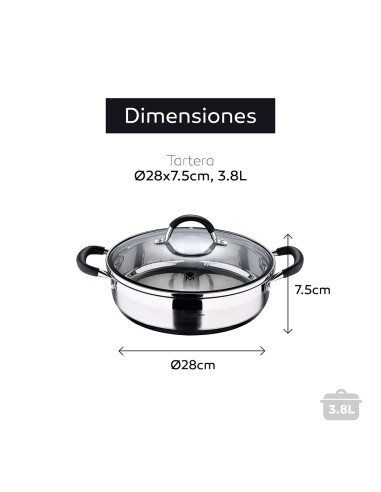 Tartera 3,8 l de acero inoxidable con tapa...