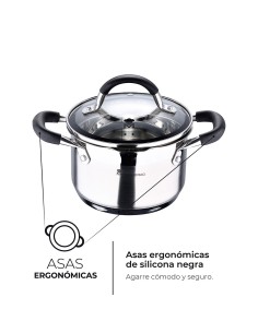 Olla 1,8 l de acero inoxidable con tapa foodies ø16 x 10 cm 2