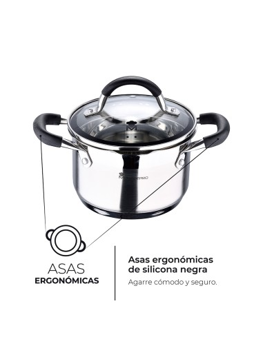 Olla 1,8 l de acero inoxidable con tapa foodies...
