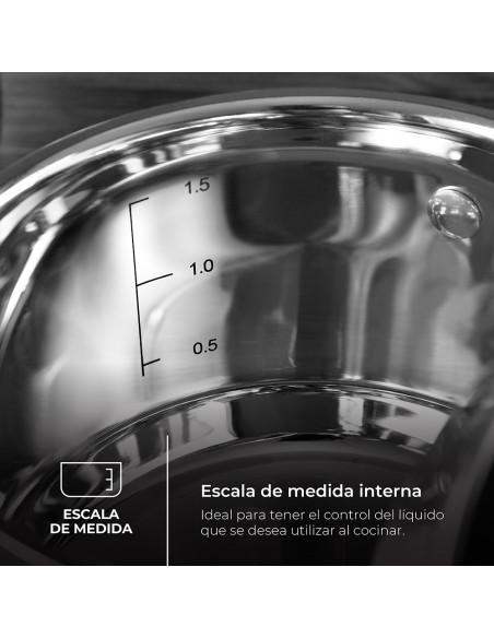 Olla 9,5 l de acero inoxidable con tapa foodies ø28 x 16,5 cm