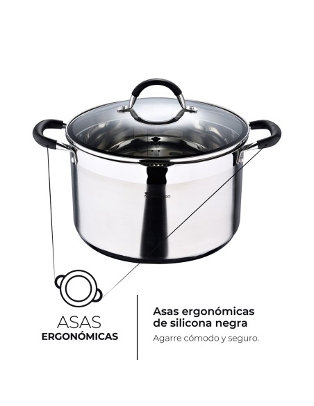 Olla 9,5 l de acero inoxidable con tapa foodies ø28 x 16,5 cm