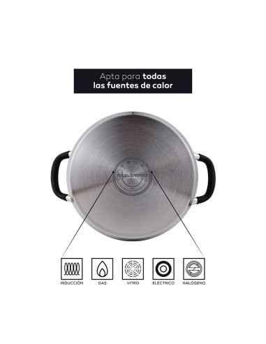 Olla 9,5 l de acero inoxidable con tapa foodies...