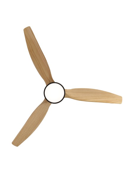 Ventilador de techo modelo kara con 3 aspas de madera ø132cm luz led 3000/4000/6000k, 3cct, potencia: 30 w , color negro