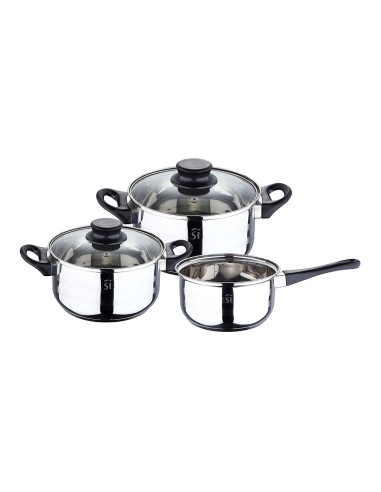 Bateria 5 piezas de acero inoxidable ind toledo: cazo ø16 cm / cacerola con tapa ø18 cm / cacerola con tapa ø20 cm
