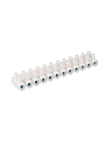 Regleta de conexion de 25 mm , 12 conectores, homologada, blanca