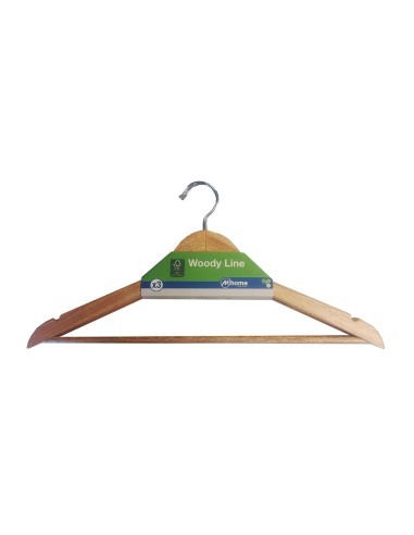 Perchas woody line madera ecológica fsc 42,5 x 1,2 x 23 cm, 3 uds