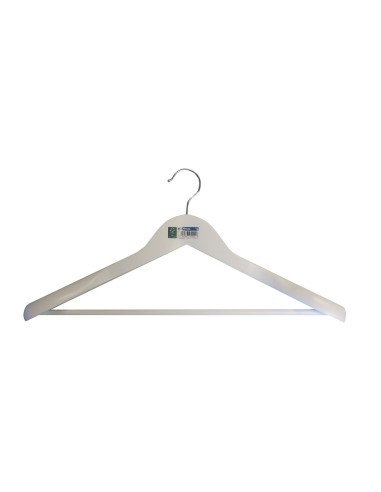 Percha contorneada con hombreras madera blanca ecológica fsc 45 x 5,5 x 23 cm