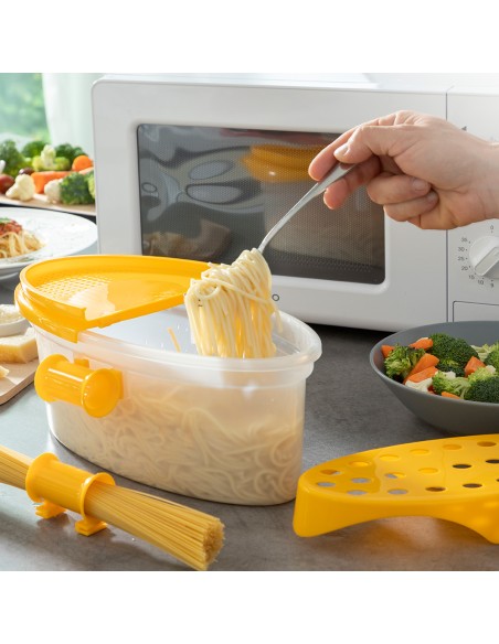 Cuecepasta para microondas 4 en 1 con accesorios y recetas