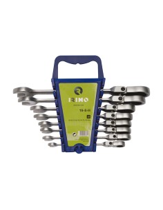 Juego 8 llaves combinadas carraca cabeza flexible/fija 8-19mm 19-8-h 2