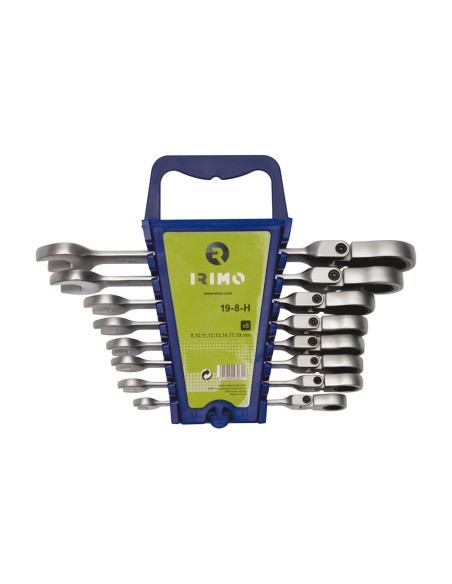 Juego 8 llaves combinadas carraca cabeza flexible/fija 8-19mm 19-8-h