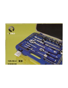 Juego carraca 1/2" 1/4", vasos hexagonales 1/2" (8-32mm) y 1/4" (4-13mm), 58 piezas 129-58-4 2