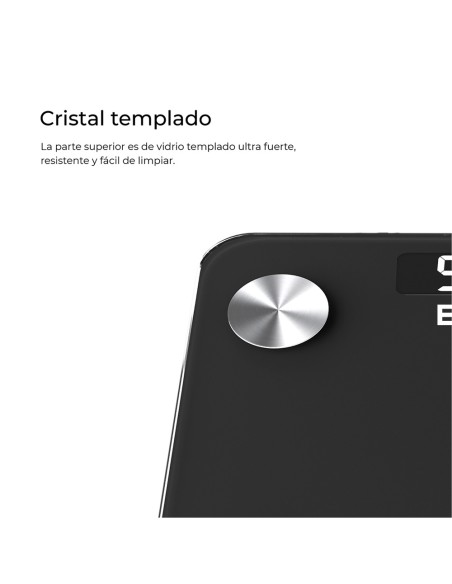 Báscula de baño digital inteligente con bluetooth color negro, máximo 180 kg
