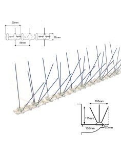 Varilla disuasoria para aves inoxidable base metacrilato 0,5m x 11,5cm