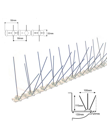 Varilla disuasoria para aves inoxidable base metacrilato 0,5m x 11,5cm