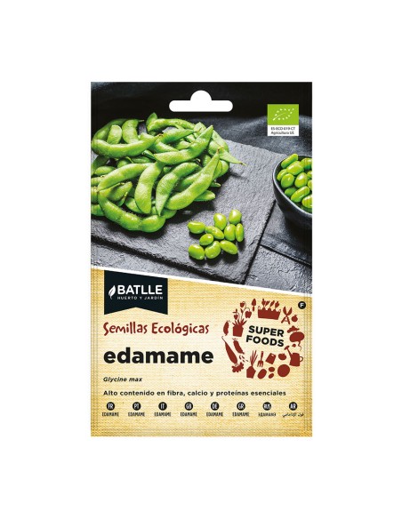 Sobre con semillas eco "super foods" de edamame