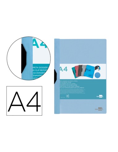 Carpeta dossier pinza lateral pp din a4 azul...
