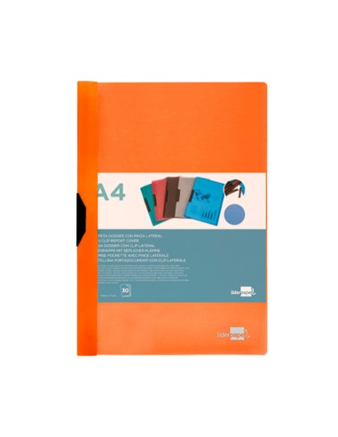 Carpeta dossier pinza lateral pp din a4 naranja