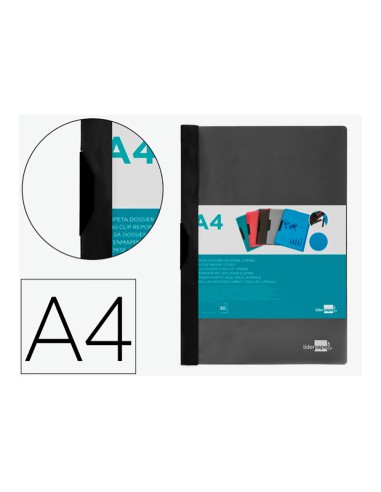 Carpeta dossier pinza lateral pp din a4 negra